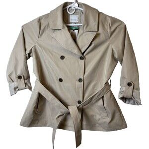 Weatherproof Women Size XL Tan Double-Breasted Trench Pockets Coat Jacket